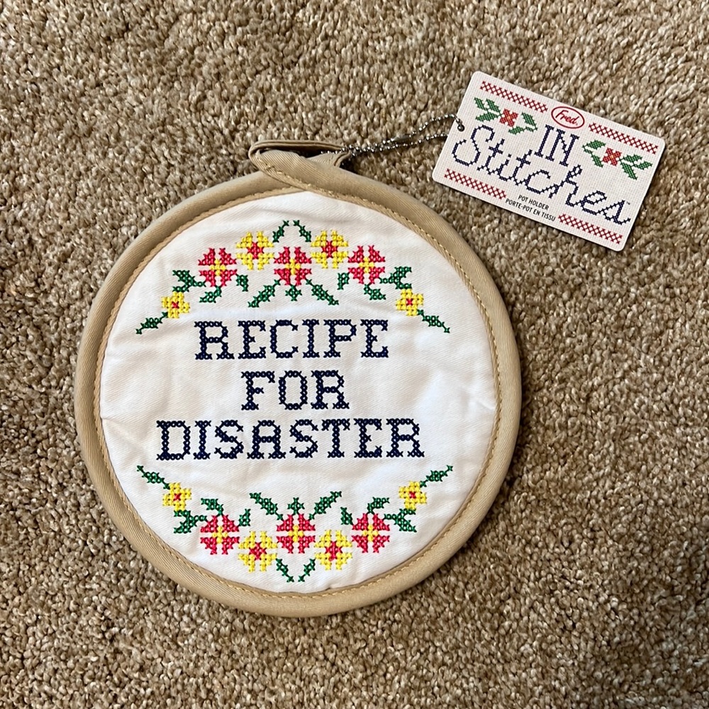 Recipe for Disaster Cross Stitch Pot Holder